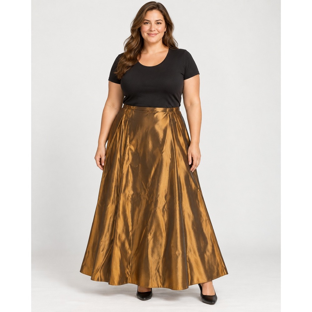 Coldwater Creek Taffeta Maxi Skirt 16 NWT Bronze Brown Shimmer Long Formal Skirt